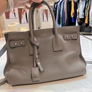 YSL Saint Laurent SAC DE JOUR BABY IN GRAINED LEATHER in color FOG